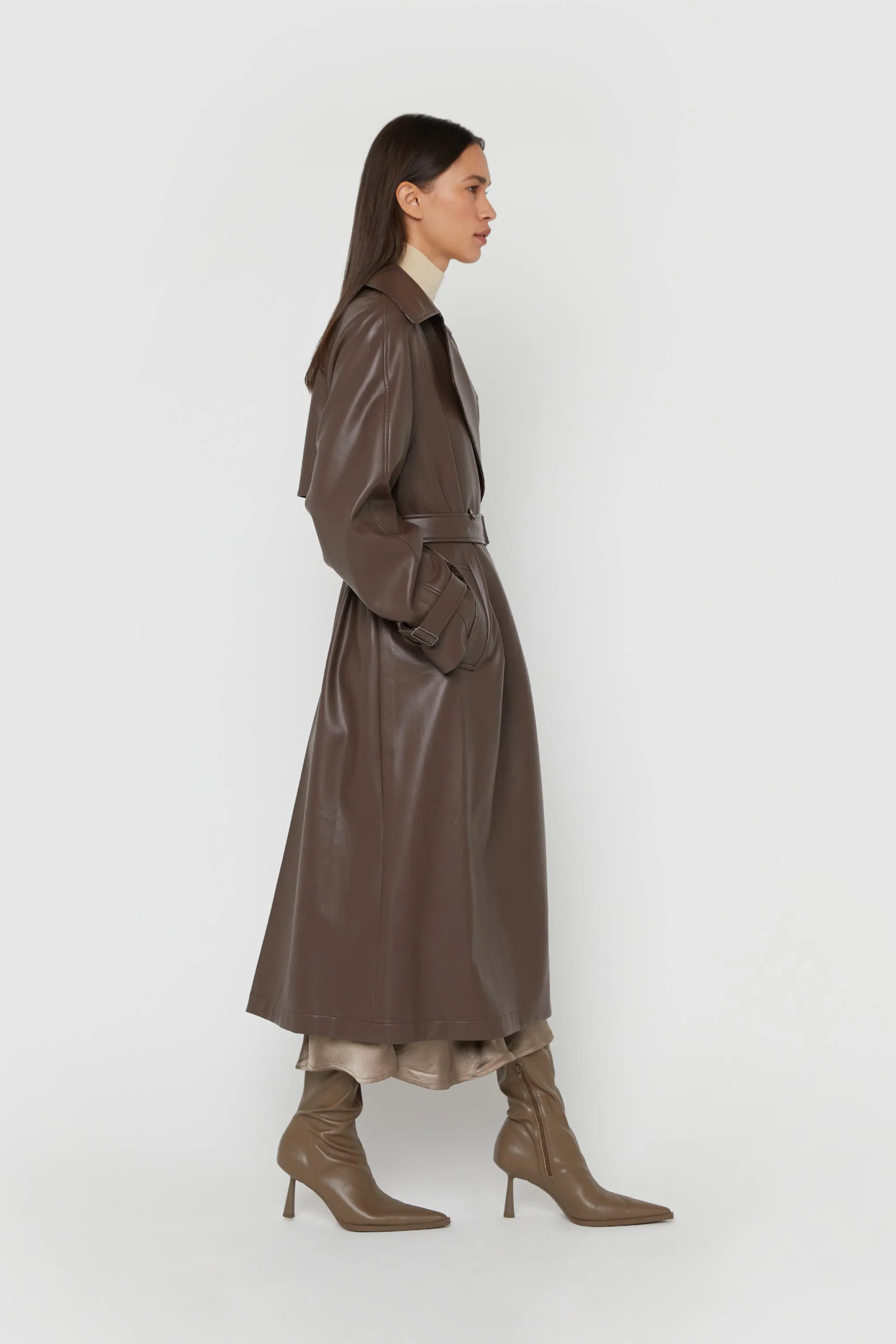 OVERSIZED VEGAN LEATHER TRENCH COAT