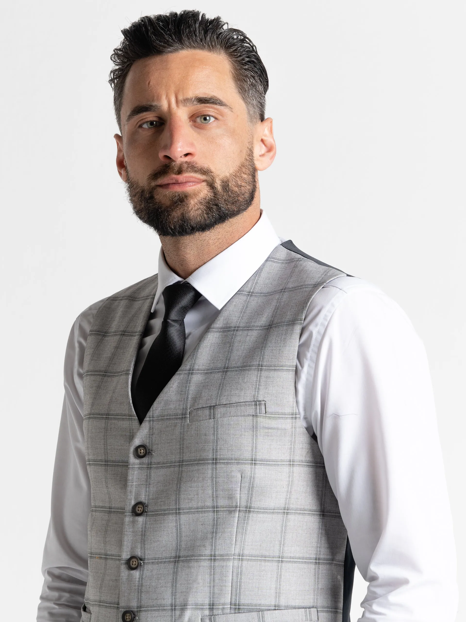 OXFORD SOFT GREY WITH BLACK CHECKS DETAILING