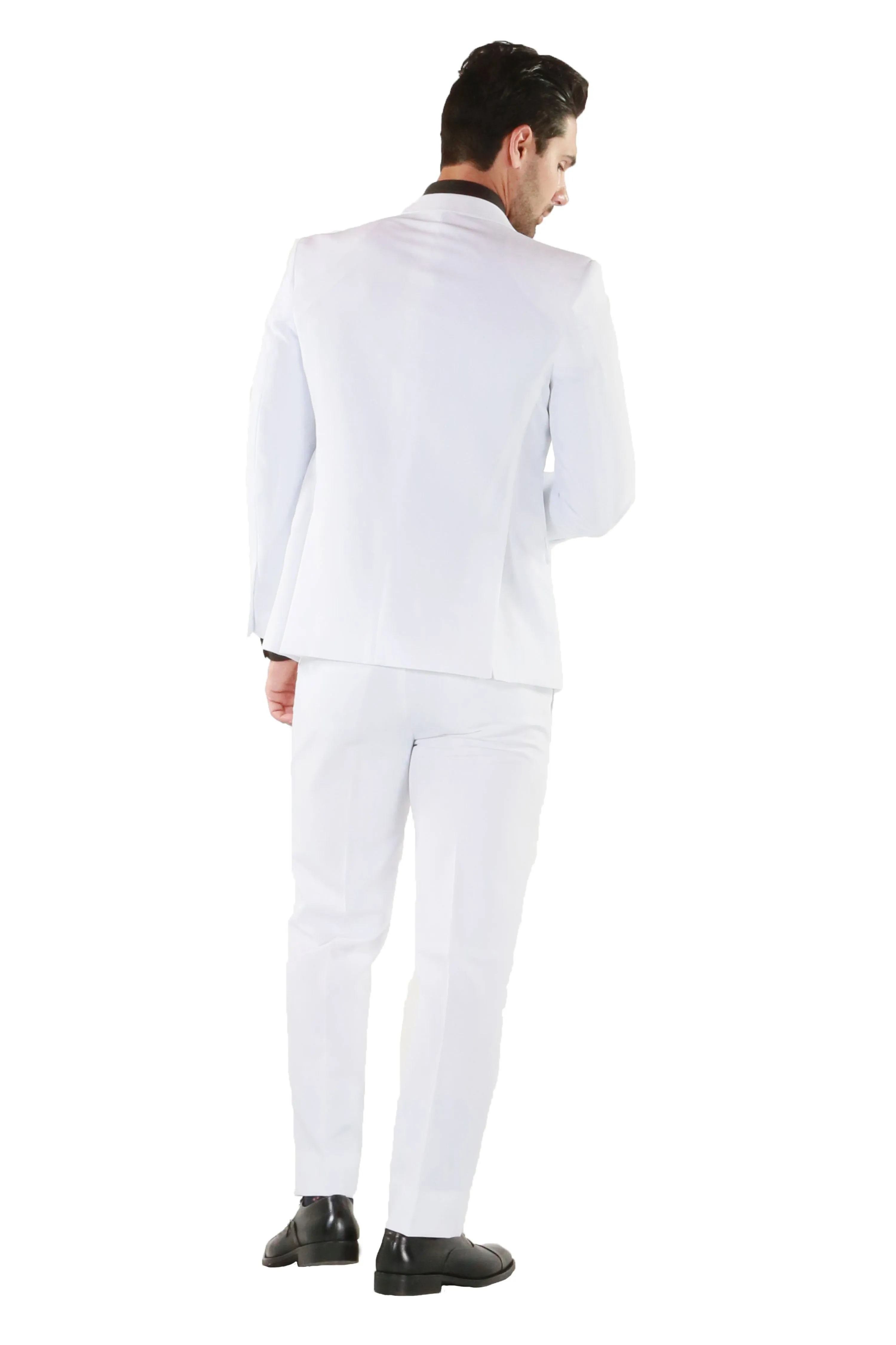 Paul Lorenzo 1969 White Solid Slim Fit Suit (2-Piece Set)