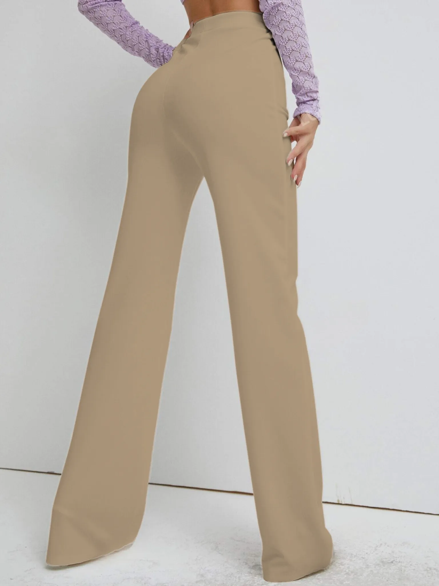 Premium Stretch High Waist Straight Leg Trousers