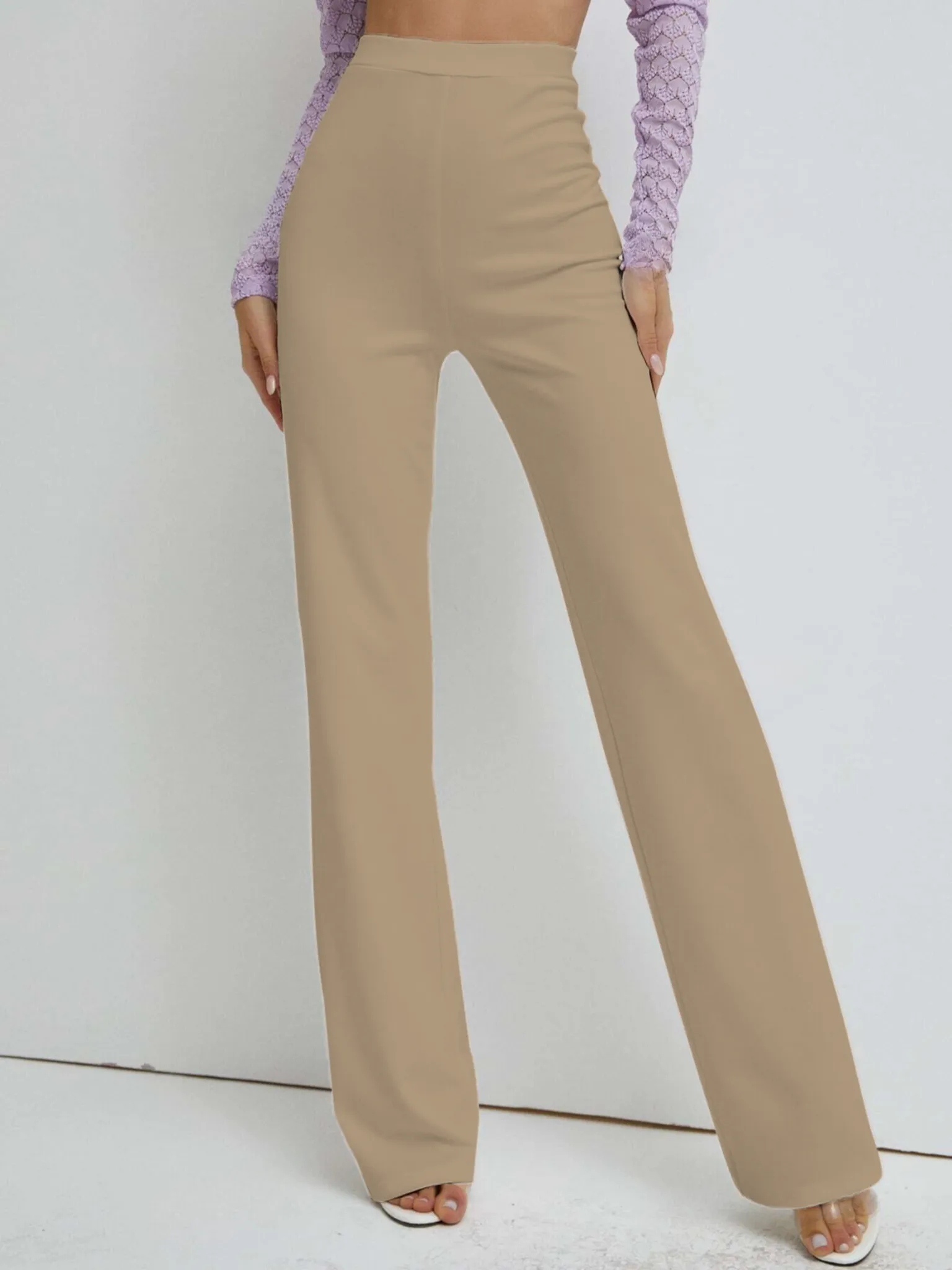 Premium Stretch High Waist Straight Leg Trousers