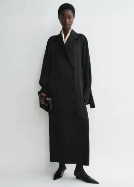 Satin trench dress black