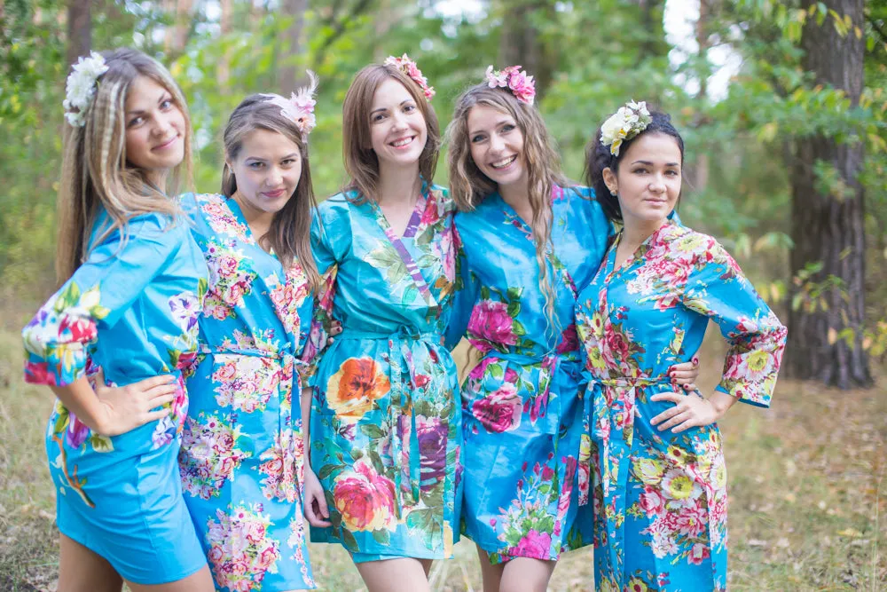 Shades of Blue Wedding Colors Bridesmaids Robes