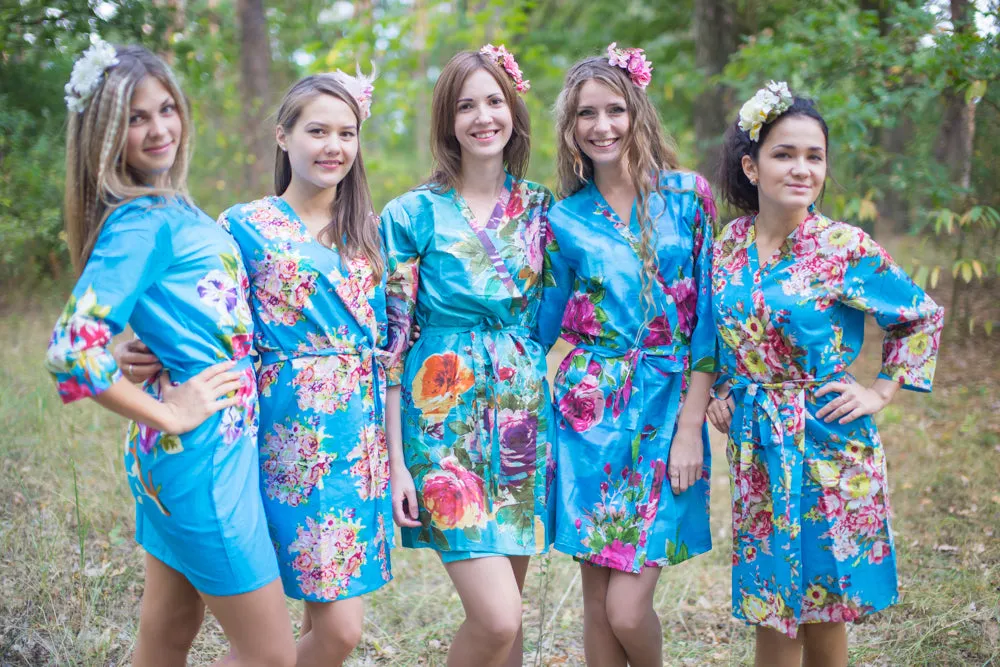 Shades of Blue Wedding Colors Bridesmaids Robes