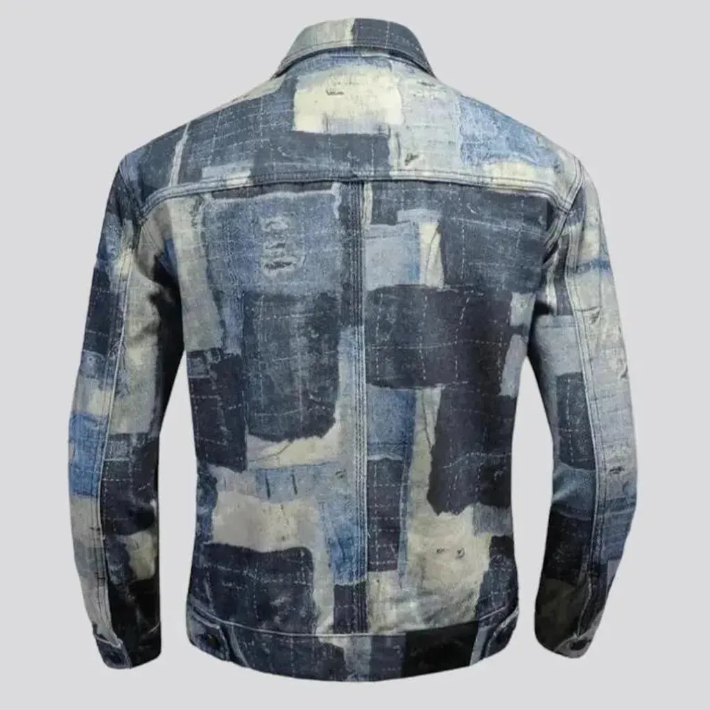 Slim painted men's jean jacket