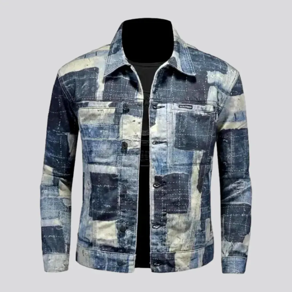 Slim painted men's jean jacket