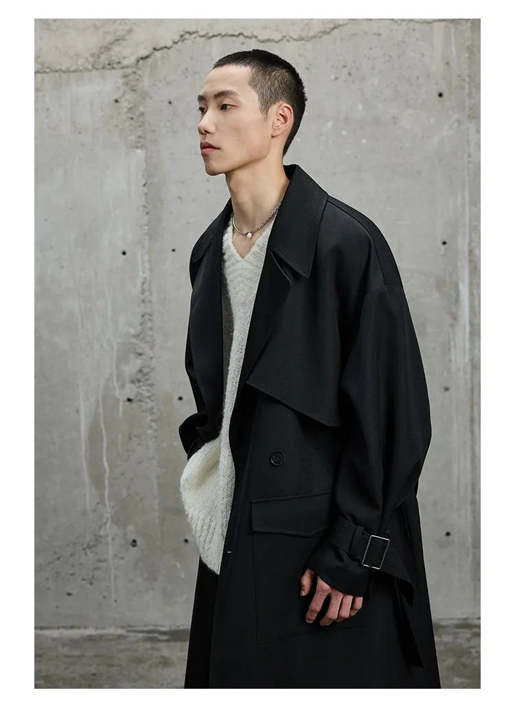 Twill Classic Lapel Long Trench Coat