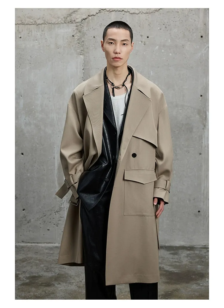 Twill Classic Lapel Long Trench Coat