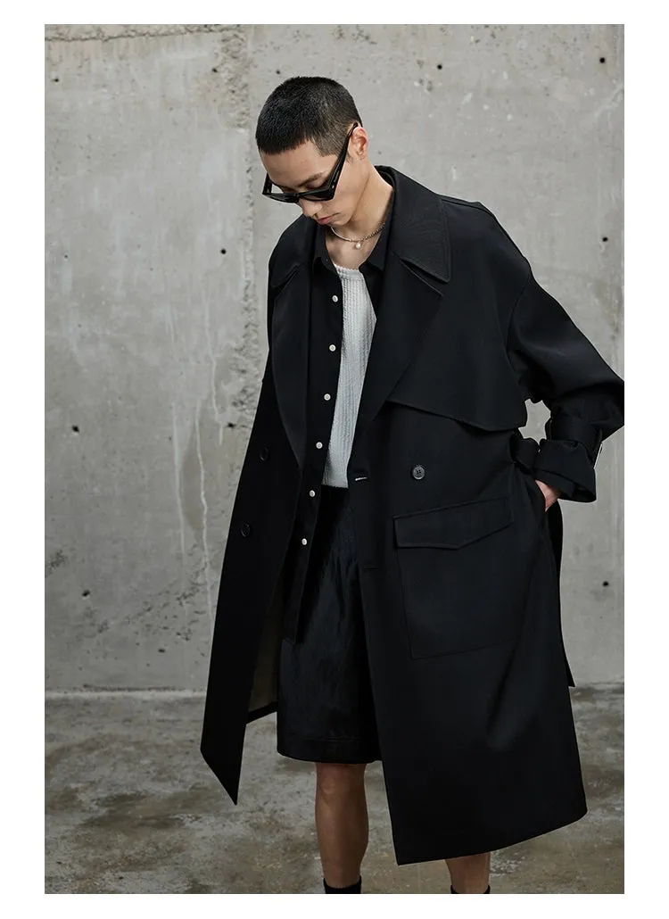 Twill Classic Lapel Long Trench Coat