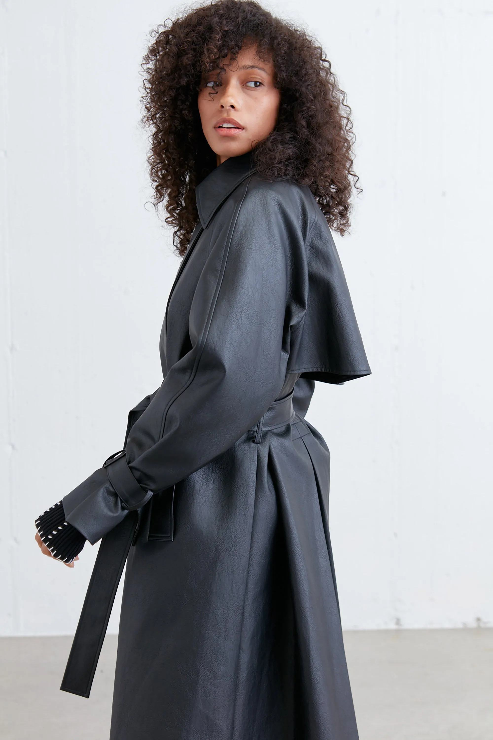 VEGAN LEATHER TRENCH COAT