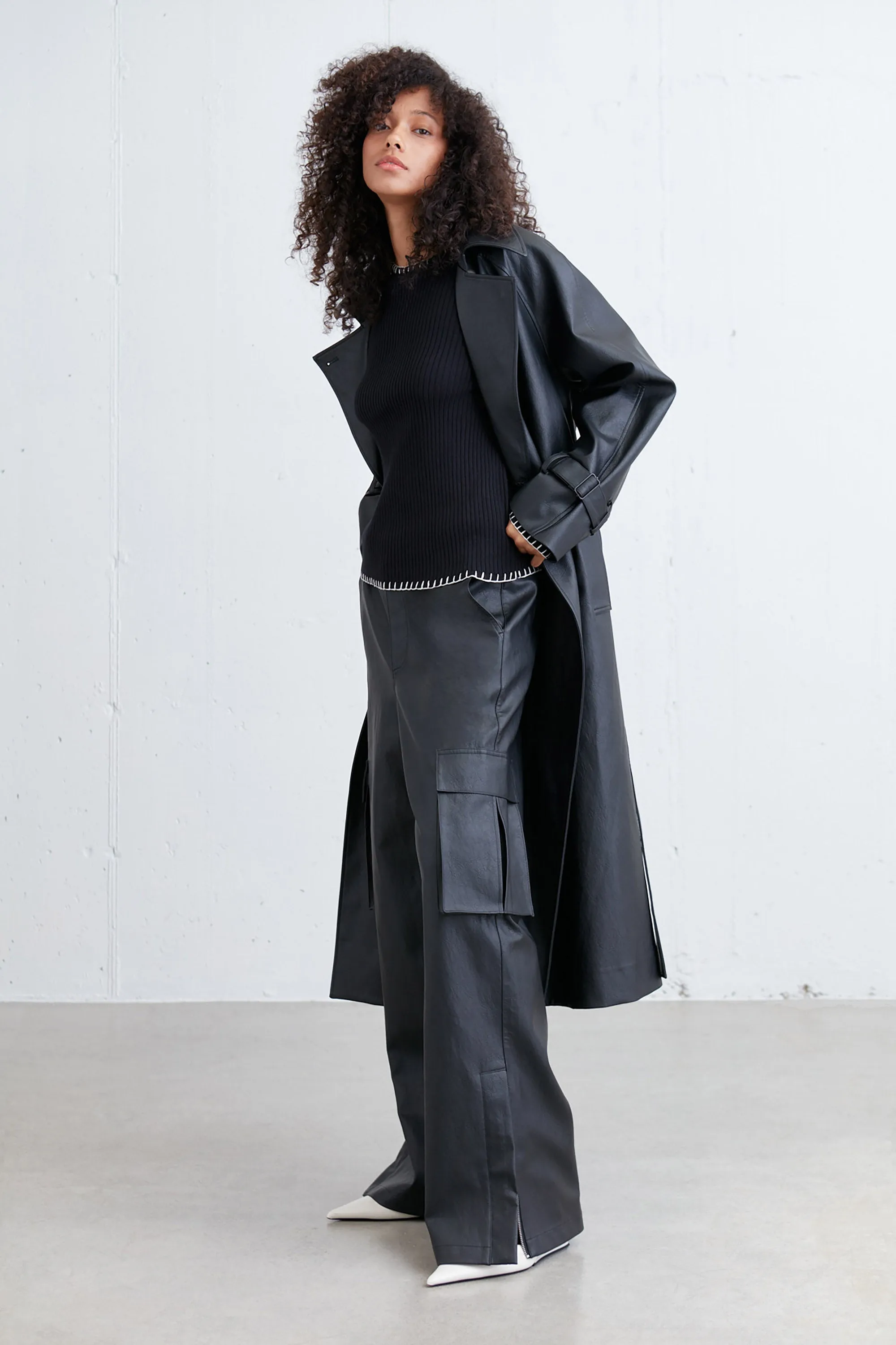 VEGAN LEATHER TRENCH COAT