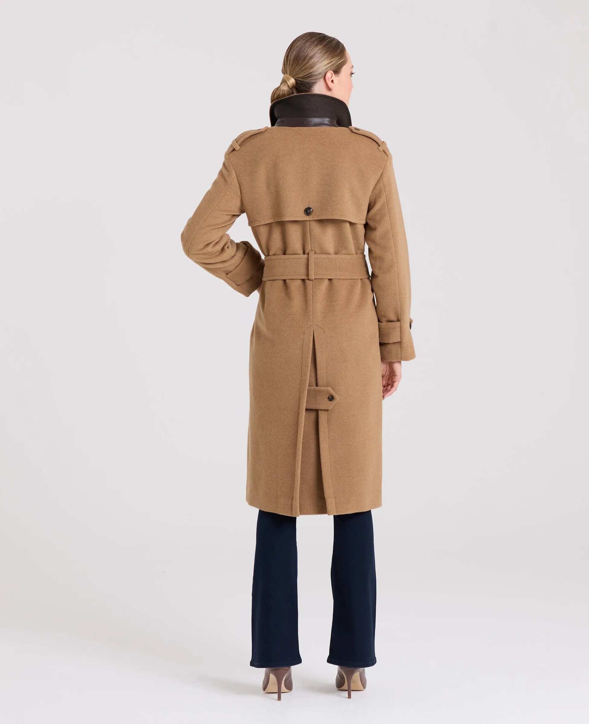 Victoria Belted Wool Blend Trench Coat