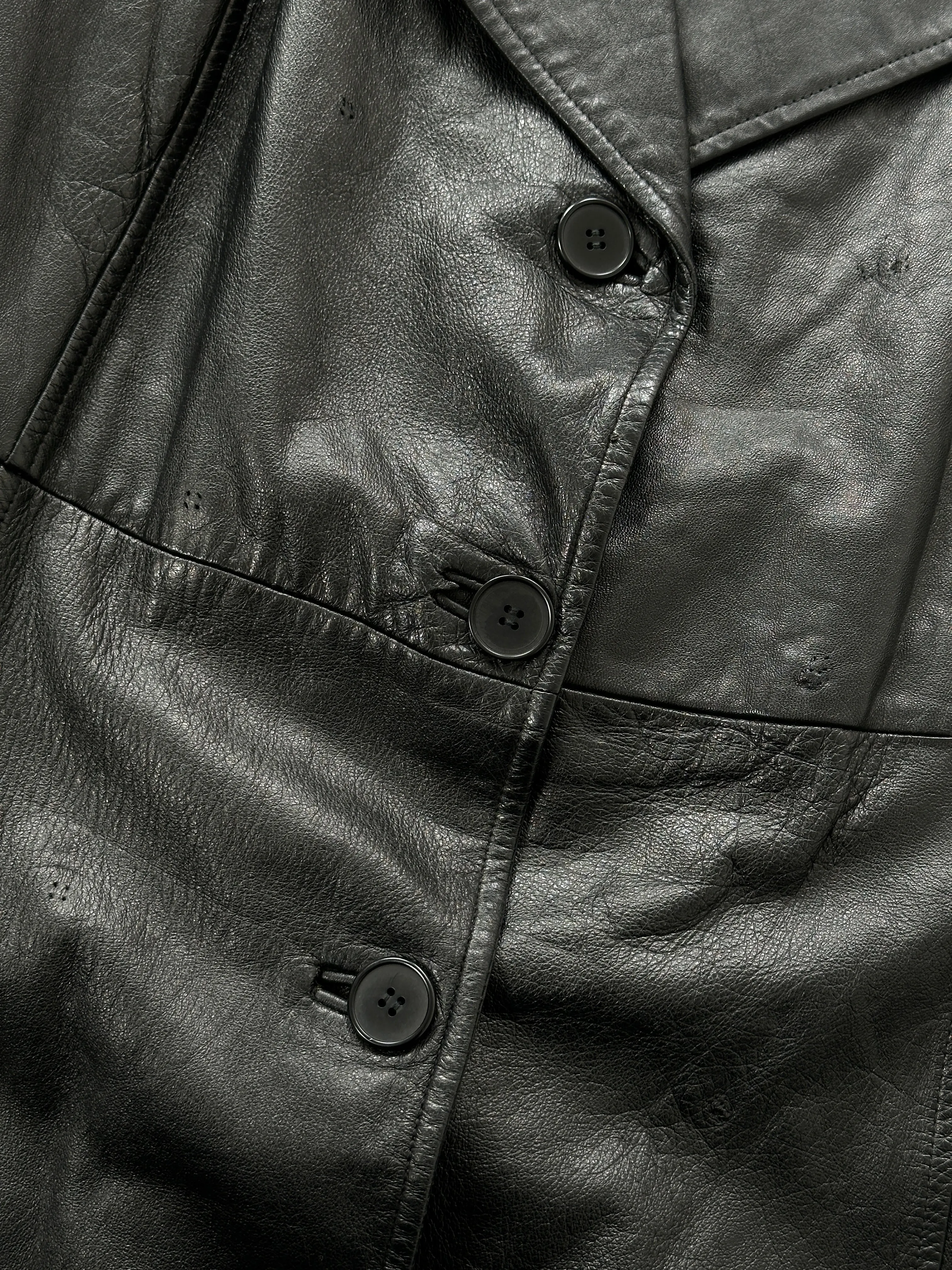 Vintage Belted Leather Trench Coat - M/L