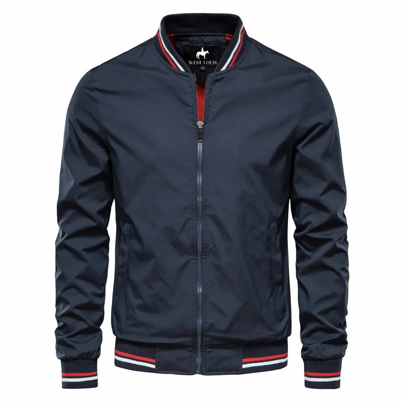 West Louis™ Bomber Baseball Solid Color Business Jacket