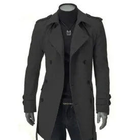 West Louis™ Faux Wool Trench Business Long Coat