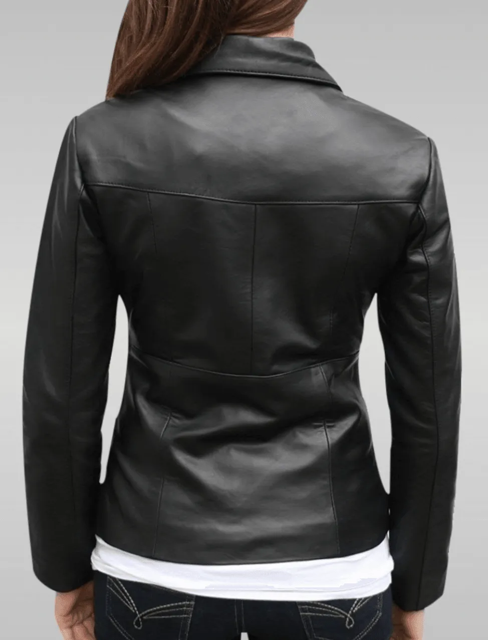 Women European Style SlimFit Black Leather Jacket