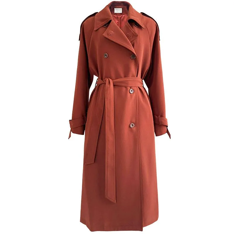 Women's Double Breasted Long Trench Coat