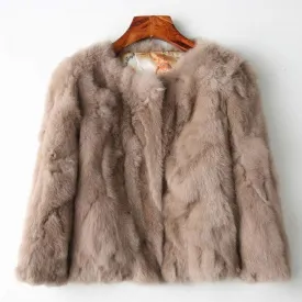 Womens Fashionable Brown Fur Jacket