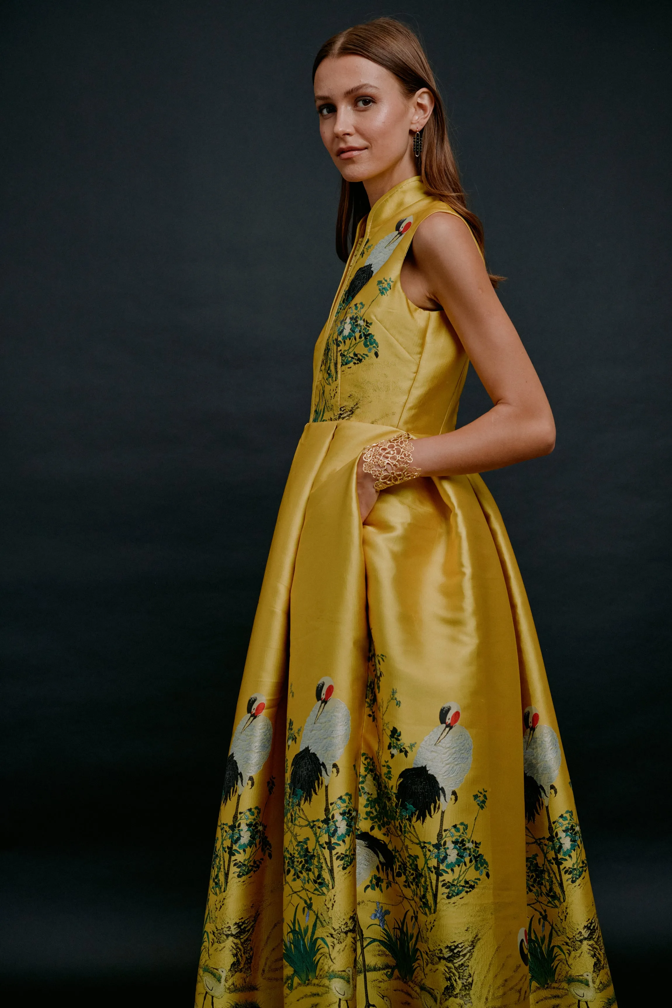 YELLOW CRANE LONG DRESS