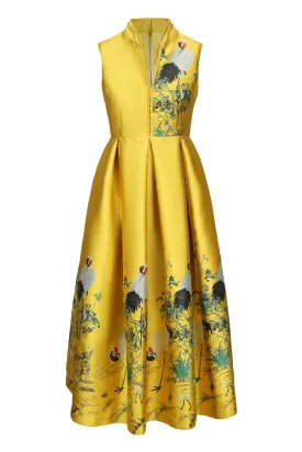 YELLOW CRANE LONG DRESS