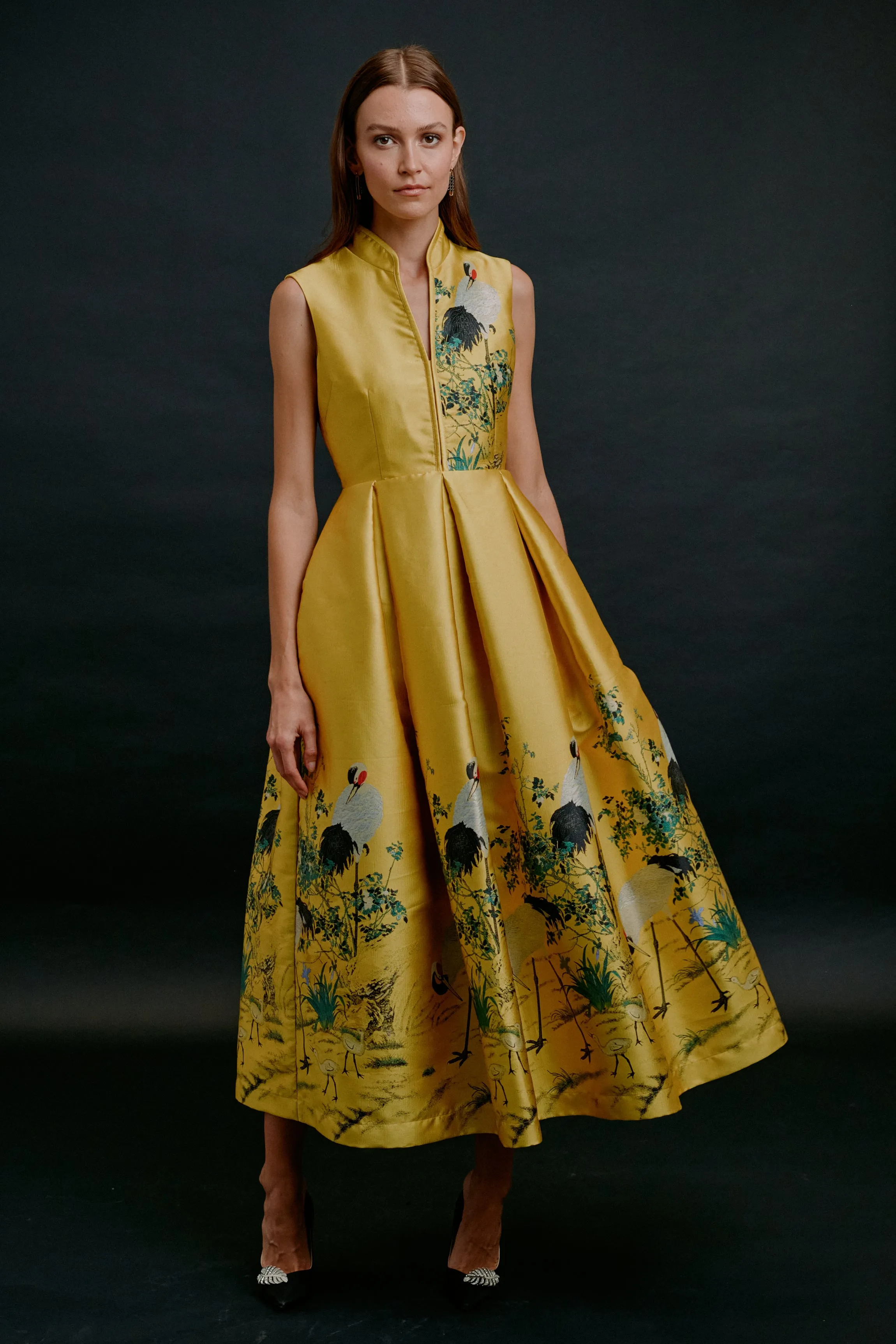 YELLOW CRANE LONG DRESS