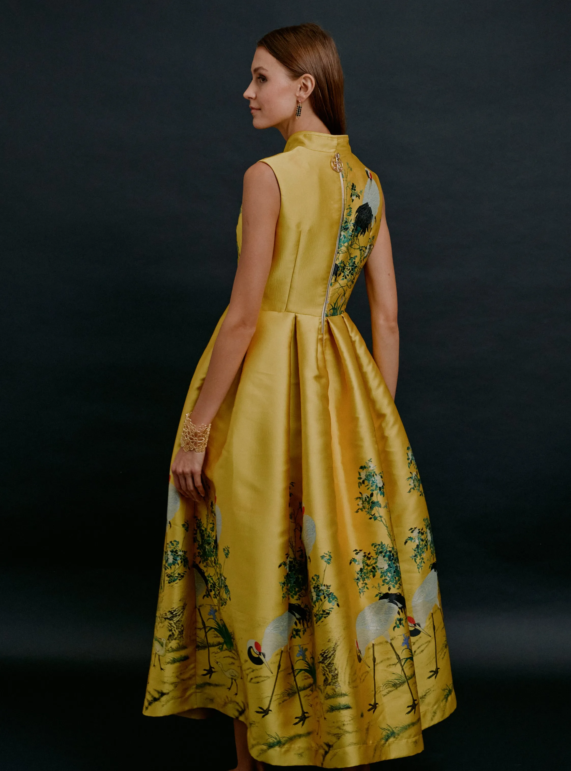 YELLOW CRANE LONG DRESS