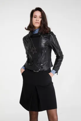 Yendegaia Studded Faux Leather Jacket (Black)