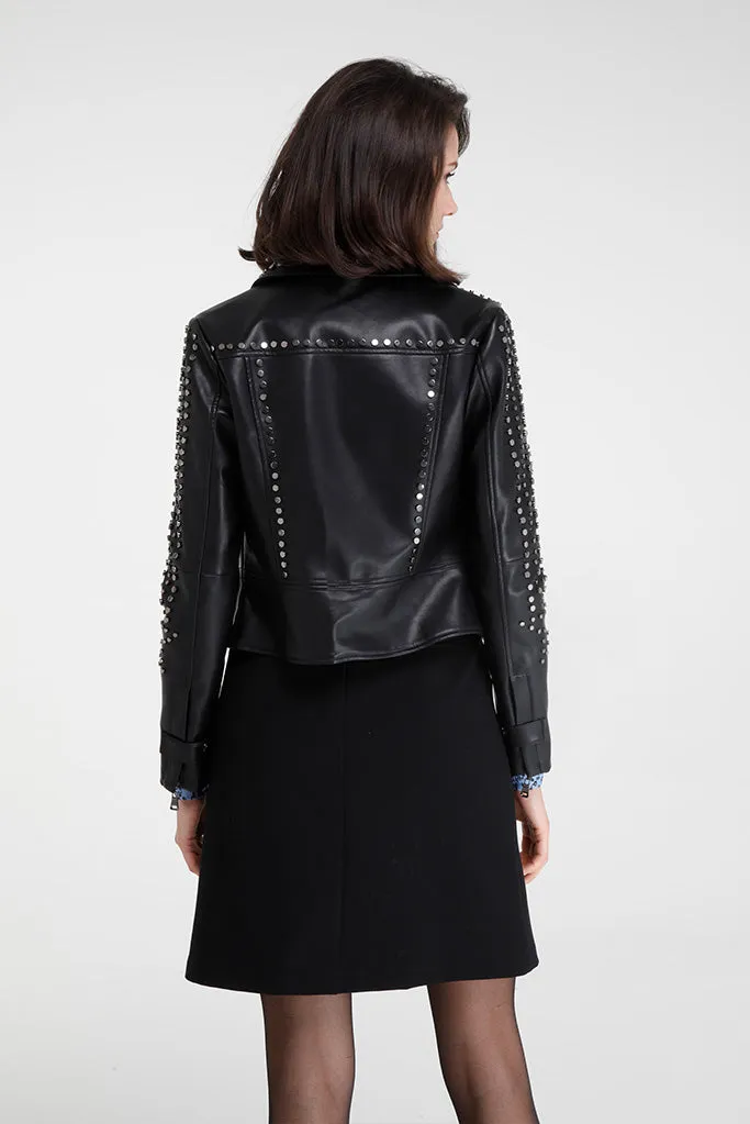 Yendegaia Studded Faux Leather Jacket (Black)